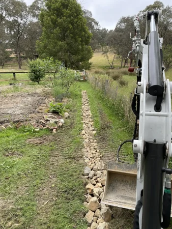 Creating a drain on a rural property.